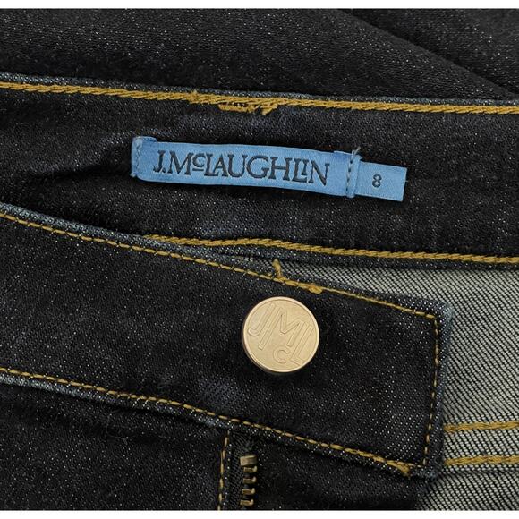 J. McLaughlin Straight Leg Jeans Dark Blue Size 8 High Rise Crop Stretch Denim - Picture 8 of 10